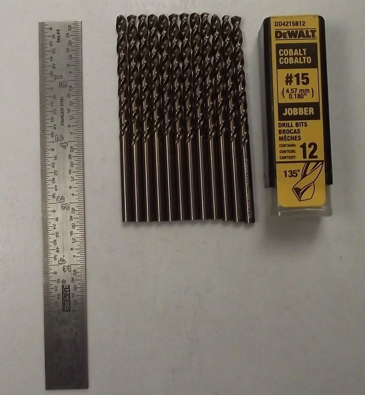 DEWALT DD4215B12 #15 Wire Cobalt Jobber Length Drill 12-Pack Germany