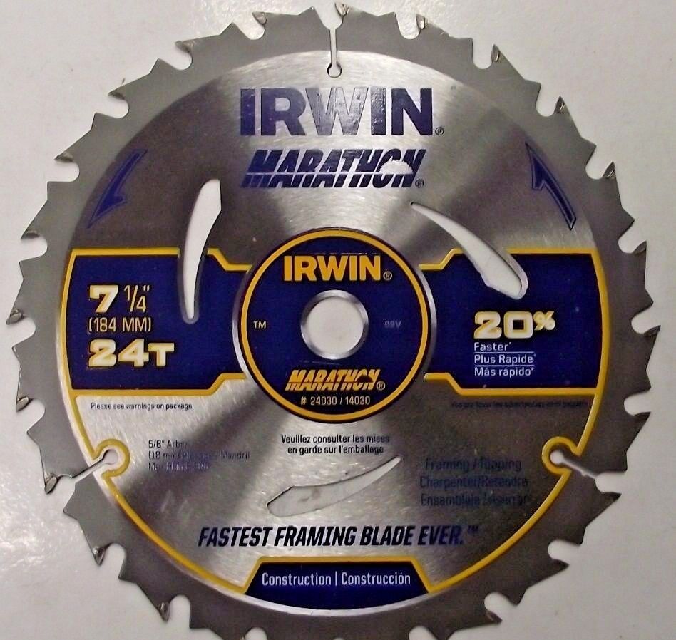 Irwin 24030 Marathon 7-1/4" 24 Tooth Framing Ripping Carbide Circular Saw Blade