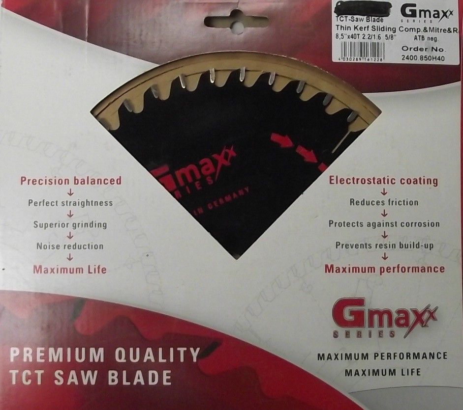 Gmaxx 2400.850H40 8-1/2" 40 Tooth Carbide Tip ATB Circular Saw Blade