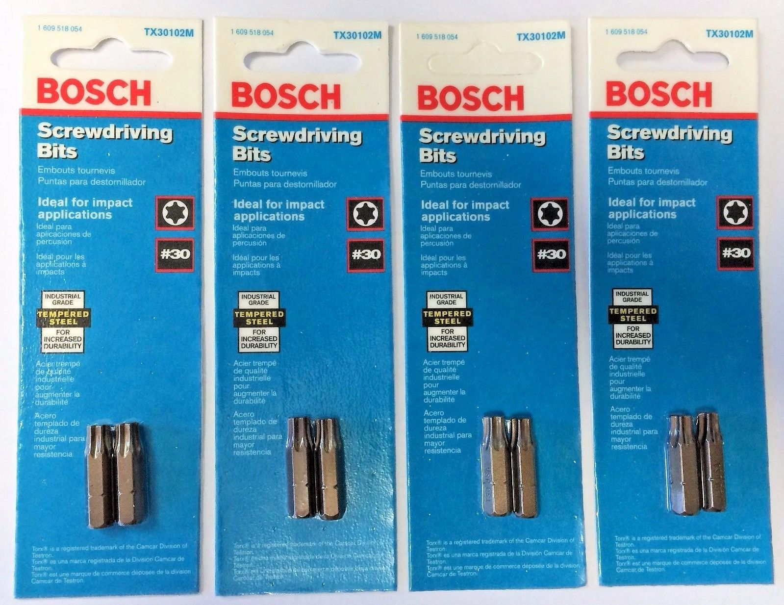 Bosch TX30102M TX30 Extra Hard Torx Insert Bits 1" USA 8 Bits 4 Packs