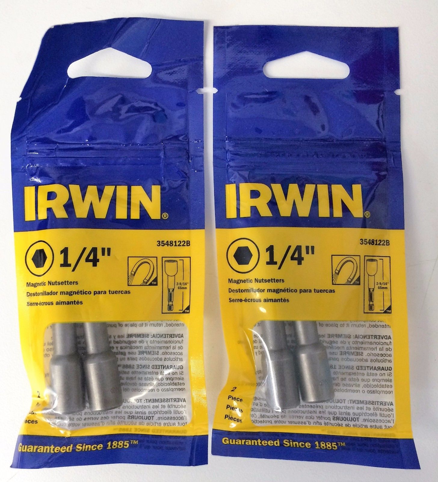 Irwin 3548122B 1/4" Mag. Nutsetter 2-9/16" Oal 2-2 Packs