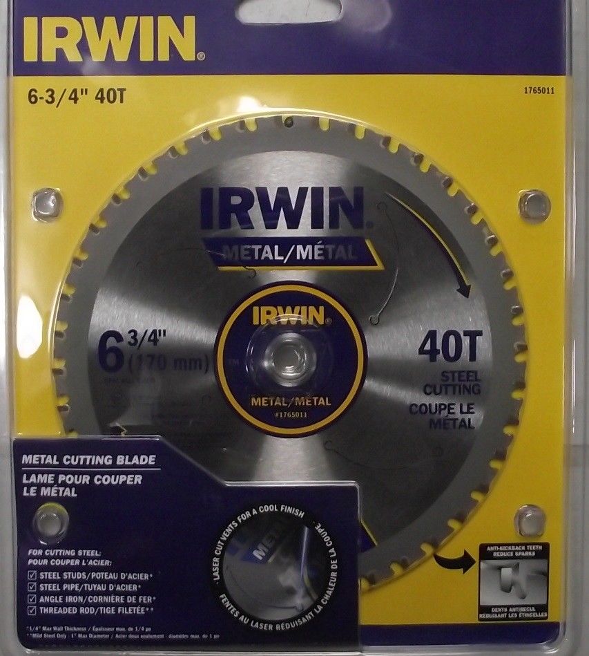Irwin 1765011 6 3/4" x 40 Tooth Metal Mild Steel Carbide Circular Saw Blade
