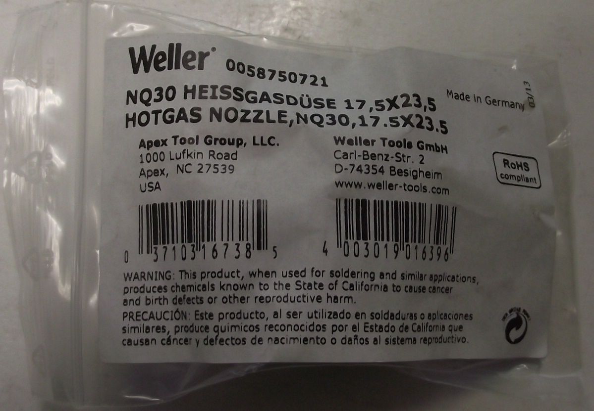 Weller 0058750721 4-Sides Heated Hot Gas Nozzle Germany