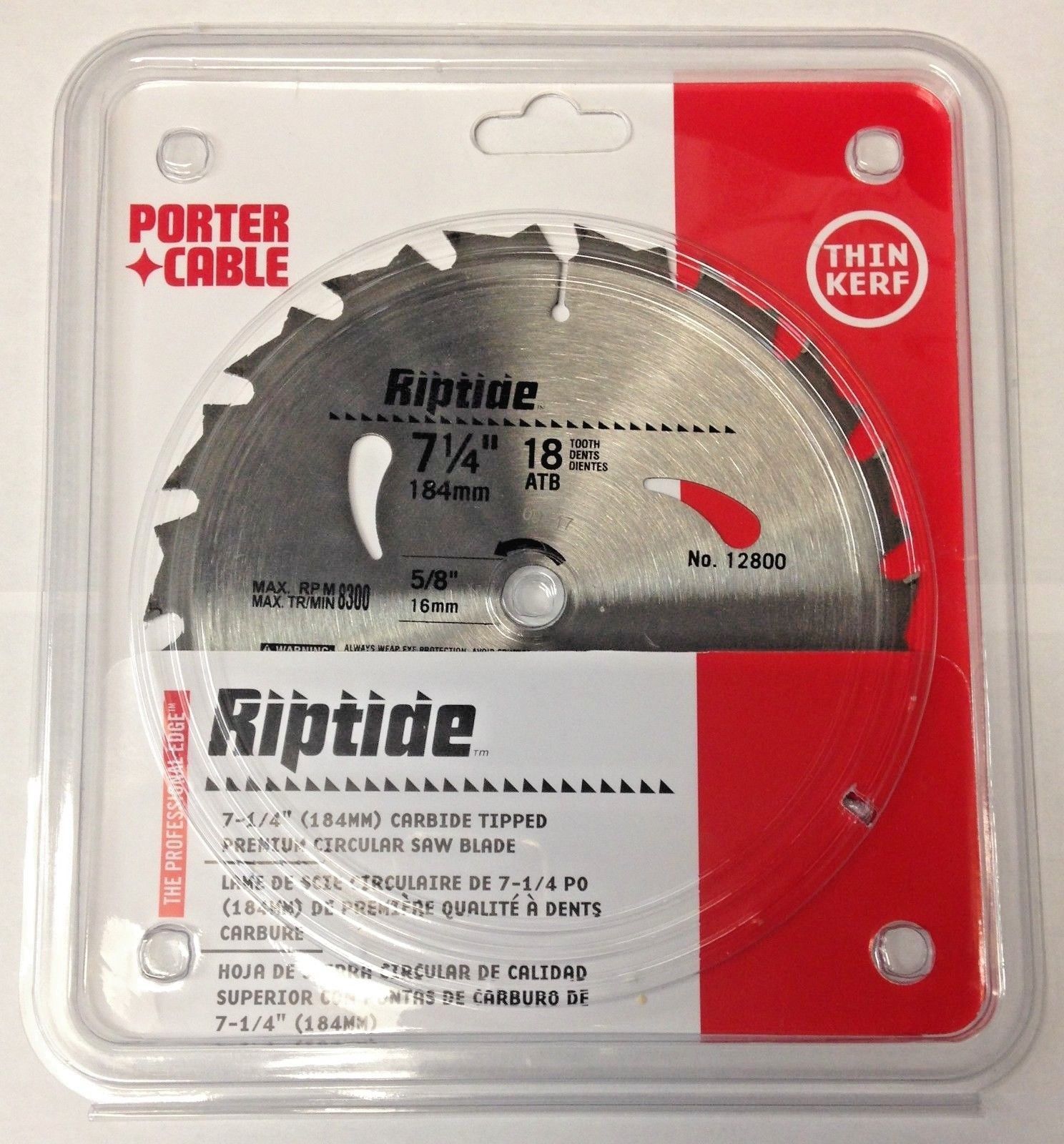 Porter Cable 12800 7-1/4" x 18 Tooth ATB Thin Kerf Riptide Circular Saw Blade
