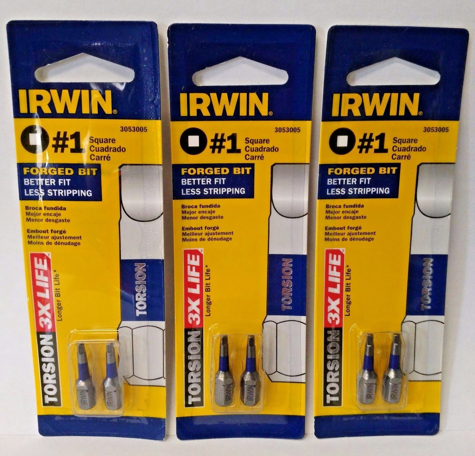 Irwin 3053005 #1 x 1" Square Torsion Screwdriver Bit 3 Packs