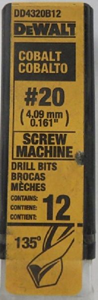 Dewalt DD4320B12 #20 Cobalt Screw Machine Drill Bits 12PK