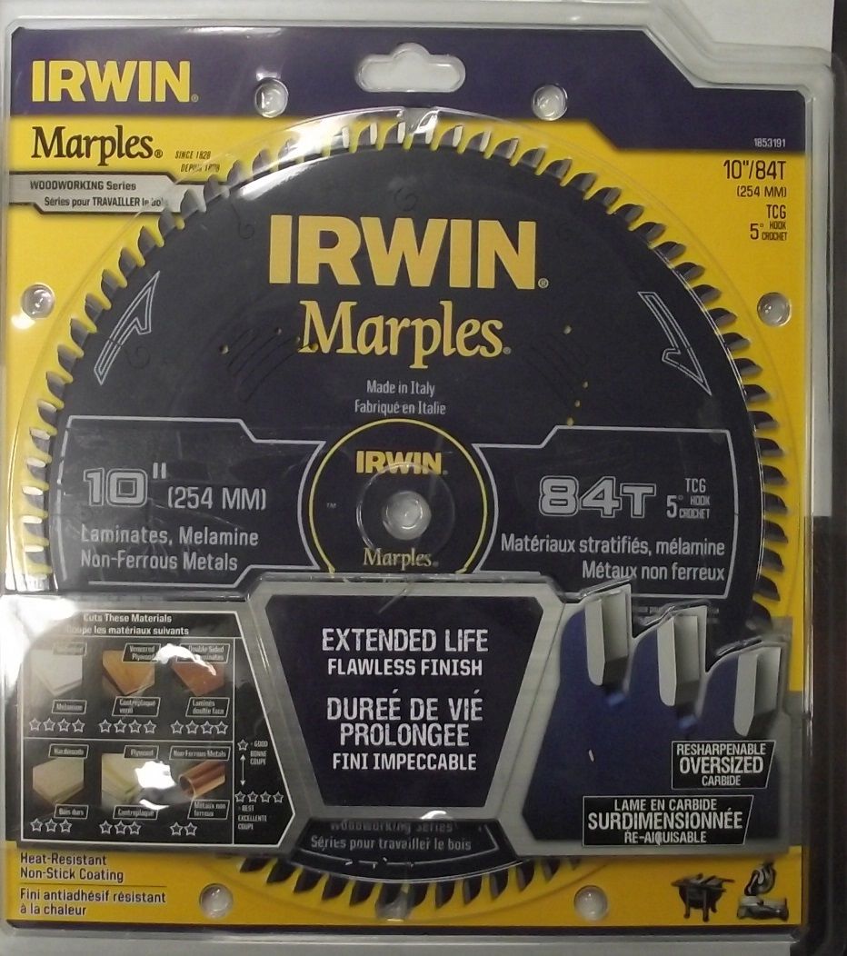 IRWIN 1853191 Marples 10" x 84 Tooth Circular Saw Blade Italy