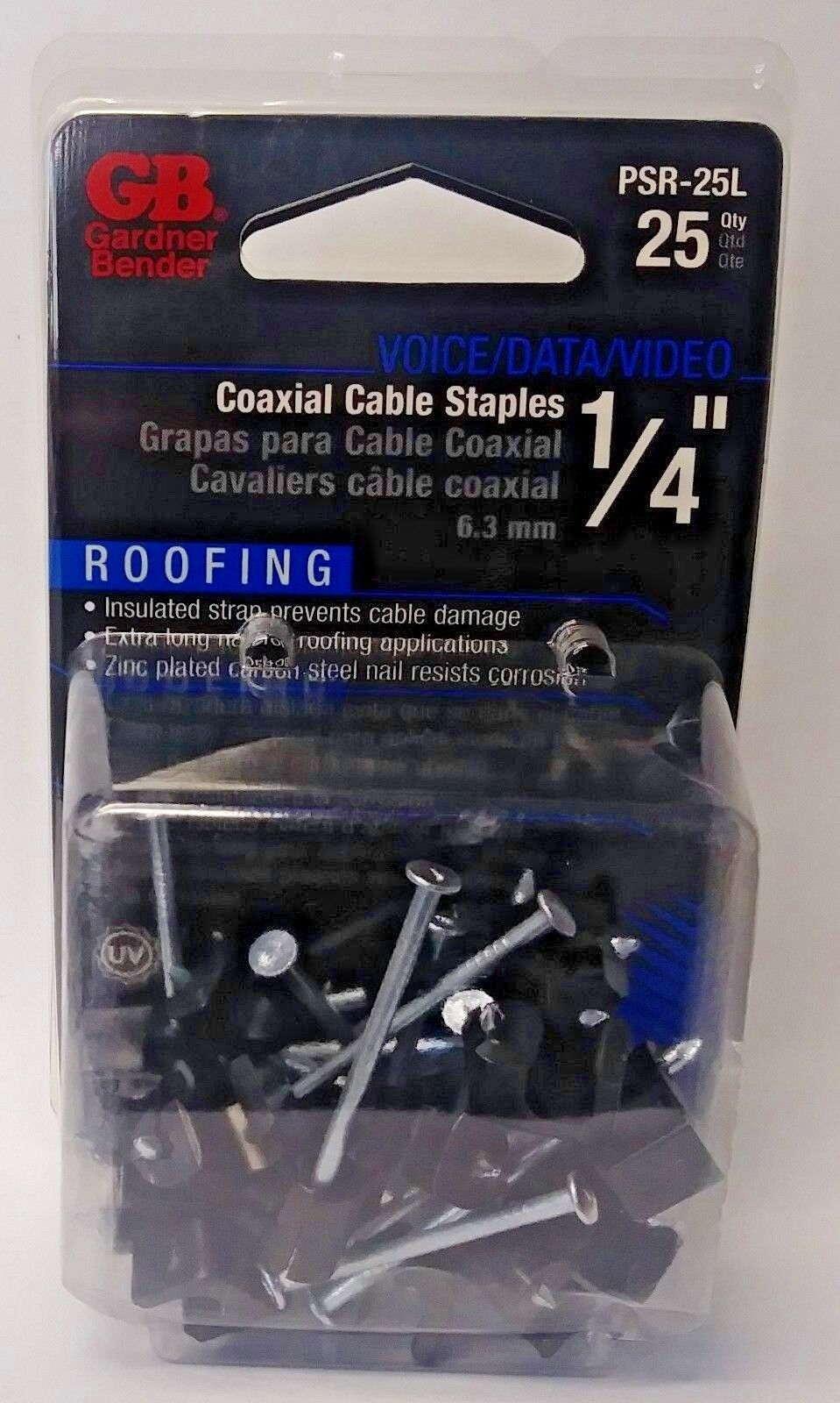 Gardner Bender PSR-25L 1/4" Roofing Staples for Coaxial Cable 25 Pack