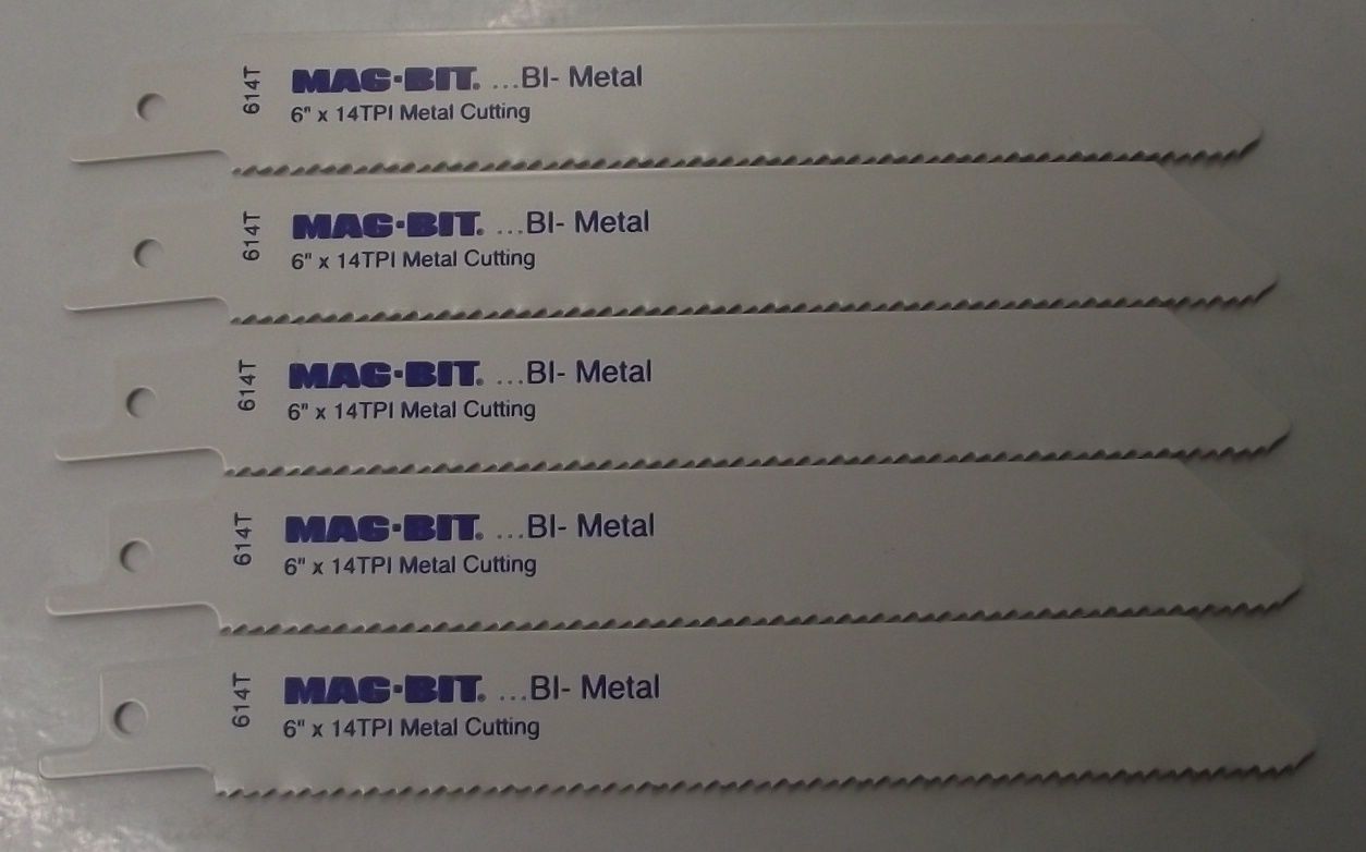 Mag-Bit by Bosch 2608656705 614T 6" x 14TPI Bi-Metal Recip Saw Blades 5pc Swiss
