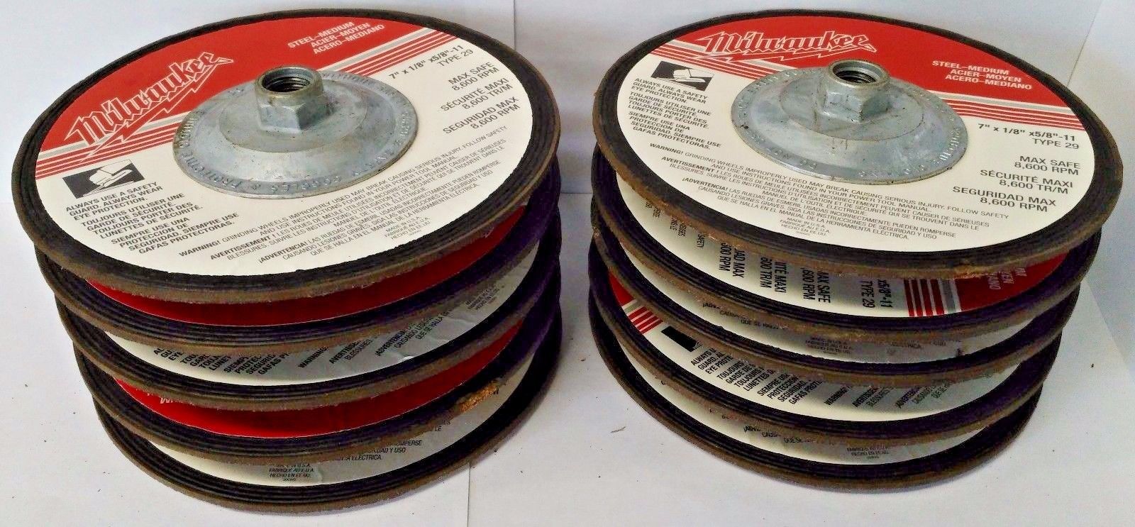 Milwaukee 49-93-4116 7" x 1/8" x 5/8"-11 Type 29 Grinding Discs 10 Pack USA