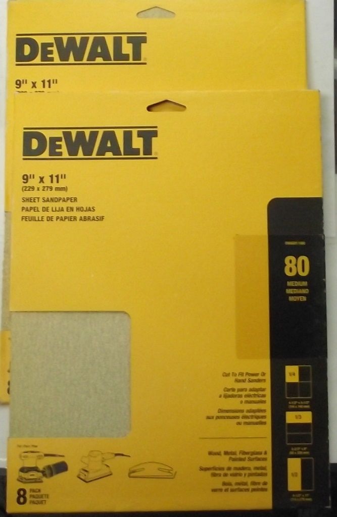 Dewalt DWAS911080 9" x 11" Sandpaper 80 Grit 2 - 8 Packs