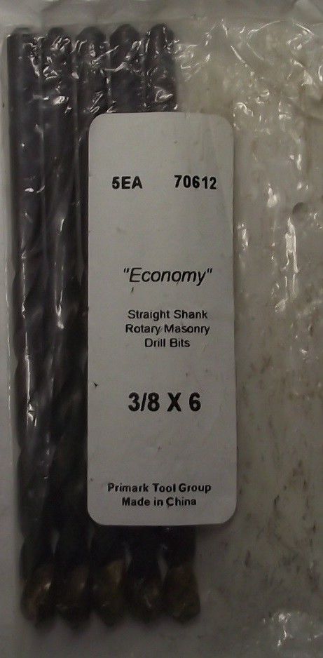 Hawera 70612 3/8" x 6" Straight Shank Rotary Masonry Drill Bit 5pcs.