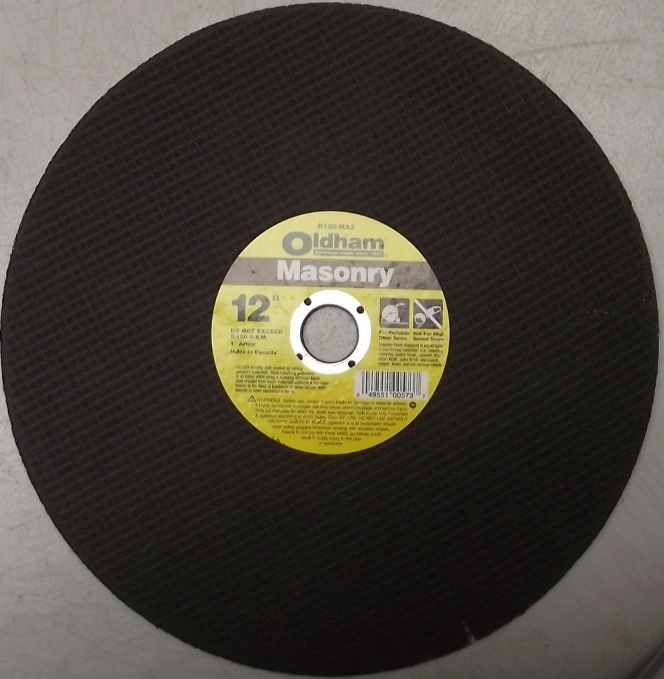 Oldham 12" X 7/64" X 1" Masonry Abrasive Cutoff Wheel B120-MA3