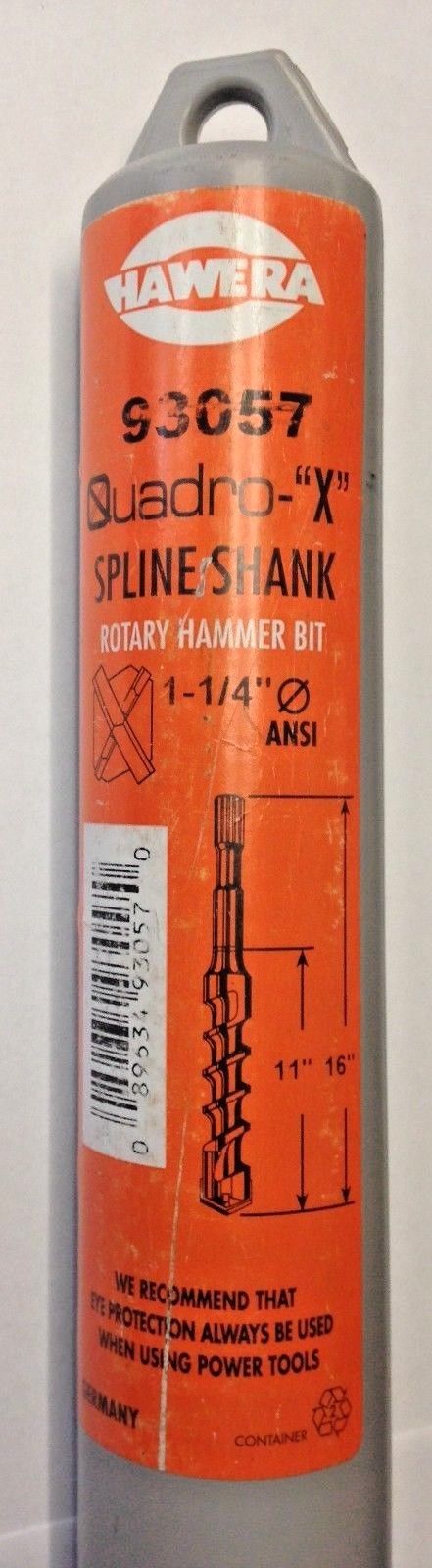 Hawera 93057 Quadro X 1-1/4" x 11" x 16" Spline Shank Rotary Hammer Bit Germany