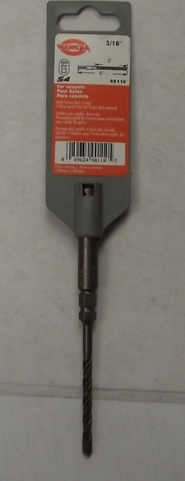 Hawera 90110 3/16 x 2 x 5 SDS S4 Plus Hammer Drill Bit Germany