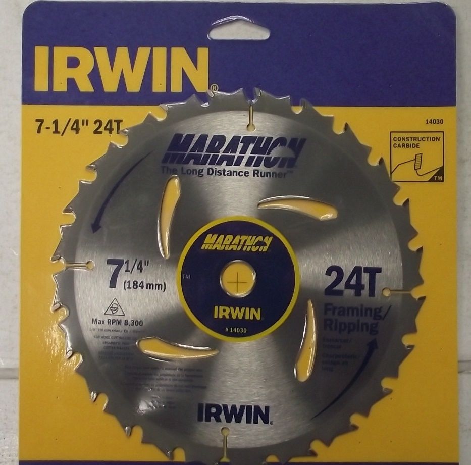 IRWIN 14030 7-1/4" x 24 Tooth Marathon Circular Saw Blade Japan