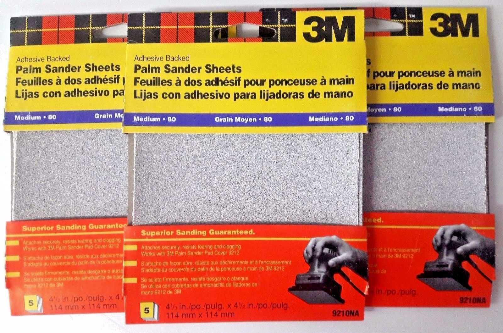 3M 4-1/2" x 4-1/2 Palm Sander Sheets 9210NA 3-5 PKS