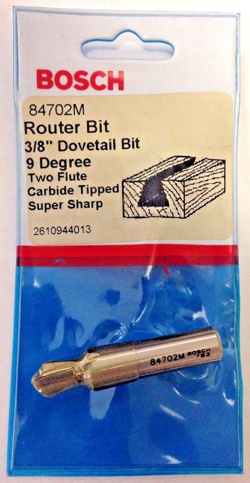 Bosch 84702M 3/8" Dovetail Bit 9 Degree Two Flute Carbide Tipped Router Bit USA