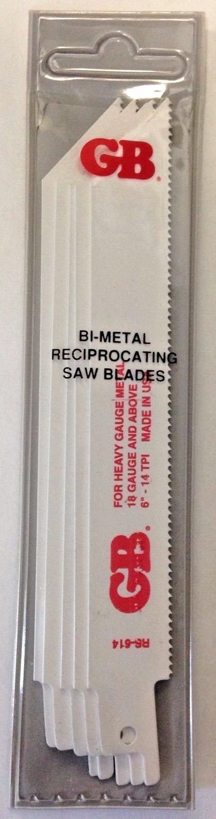 Gardner Bender RS-614 6" x 14 TPI Bi-Metal Reciprocating Saw Blades USA 5 Pack