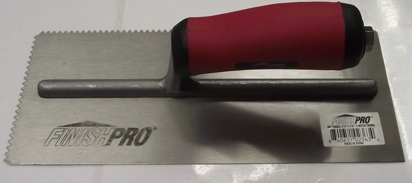 Finishpro 2-363 V-Notch Trowel 3/16" x 5/32" Soft Grip Handle