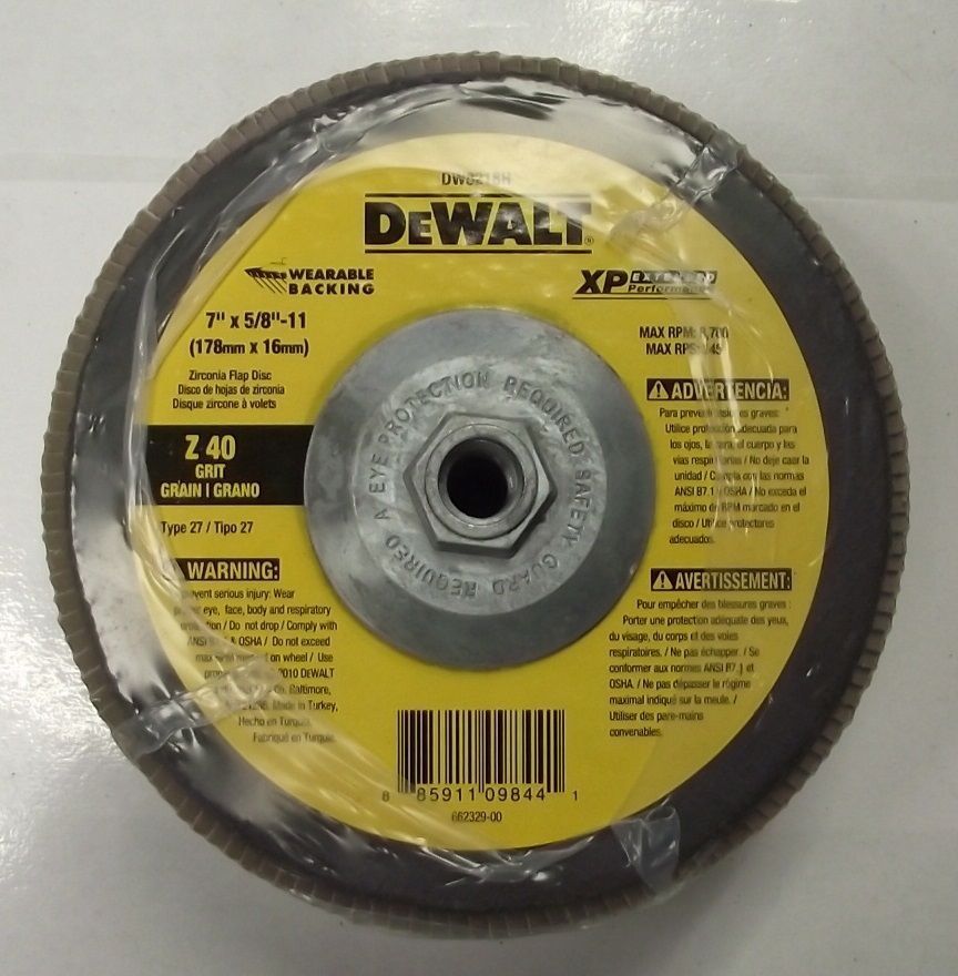 Dewalt DW8218H 7" x 5/8"-11 Z 40 Grit Type 27 WB Flap Discs 5 Pack