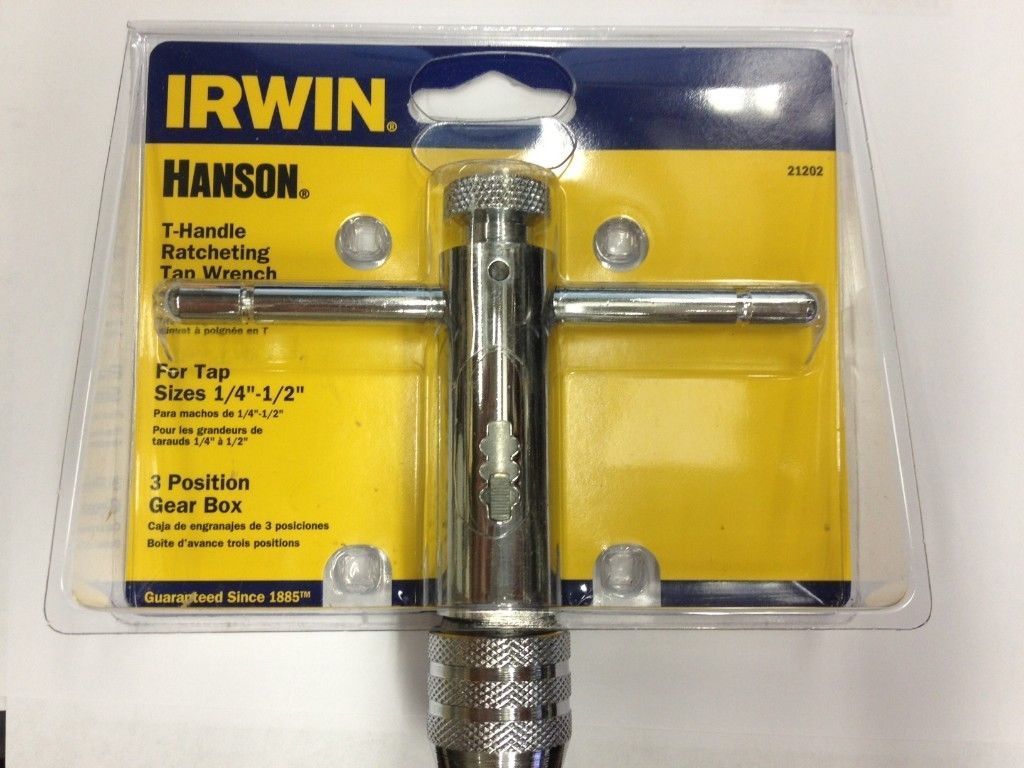 Irwin Hanson 21202 T-Handle Ratcheting Tap Wrench For Tap Sizes 1/4" to 1/2"