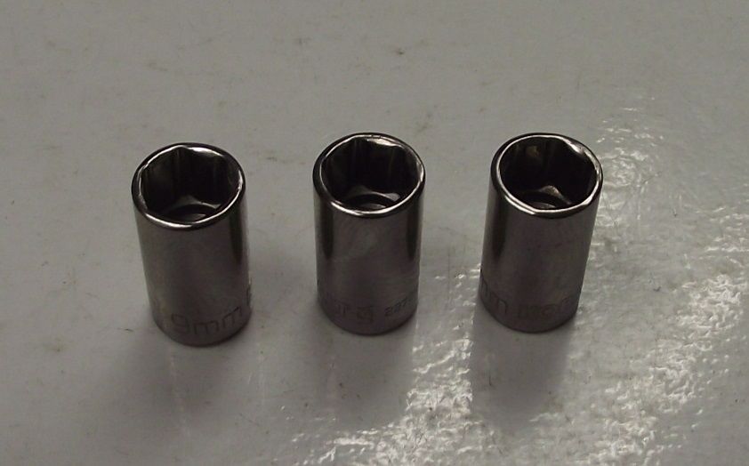 Kobalt 22709 1/4" Drive 9mm 6 Point Sockets USA 3pcs.