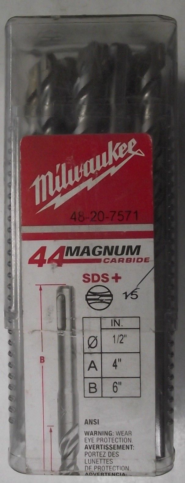 Milwaukee 48-20-7571 1/2 in. x 4 in. x 6 in. SDS+ Rotary Drill Bit 15pcs Germany