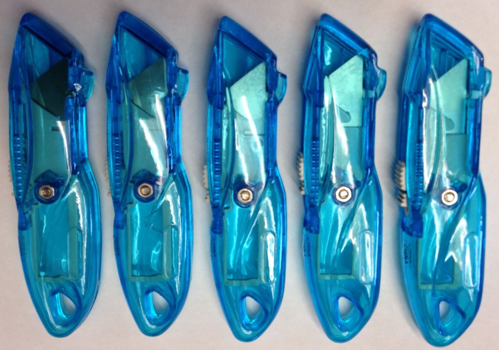 Generic Blue Plastic Standard Retractable Utility Knife Blue 5 Knives