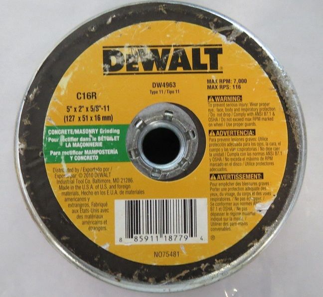 Dewalt DW4963 5" X 2" X 5/8" - 11 Concrete Masonry Grinding Cup Wheel USA