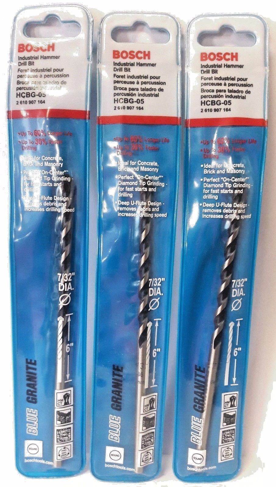 Bosch HCBG05 7/32" x 4" x 6" Carbide Hammer Drill Bit 3PKS