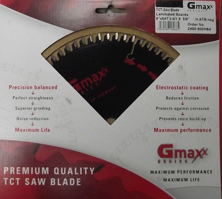 Guhdo Gmaxx 2400.800H64 8" 64 Tooth Carbide Tip High ATB Circular Saw Blade