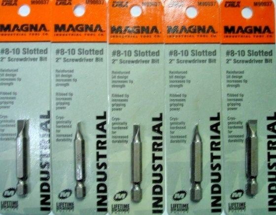 Magna M90037 8-10 Slotted x 2" Screw Tips USA 5PKS