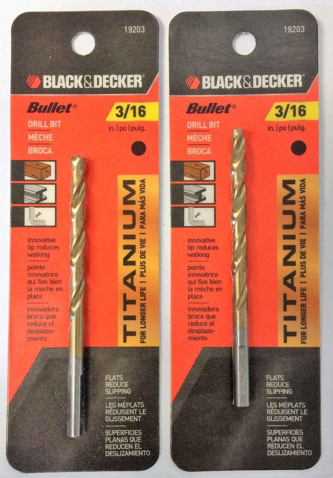 Black+Decker 7/64" Bullet Pilot Point Drill Bits, 2-Pack (Carded) – High-Speed Steel For Precision Drilling