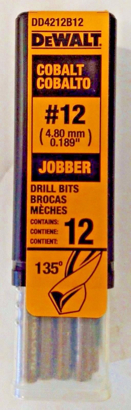 Dewalt DD4212B12 #12 Wire Cobalt Jobber Length Drill Bits 12 Pack Germany