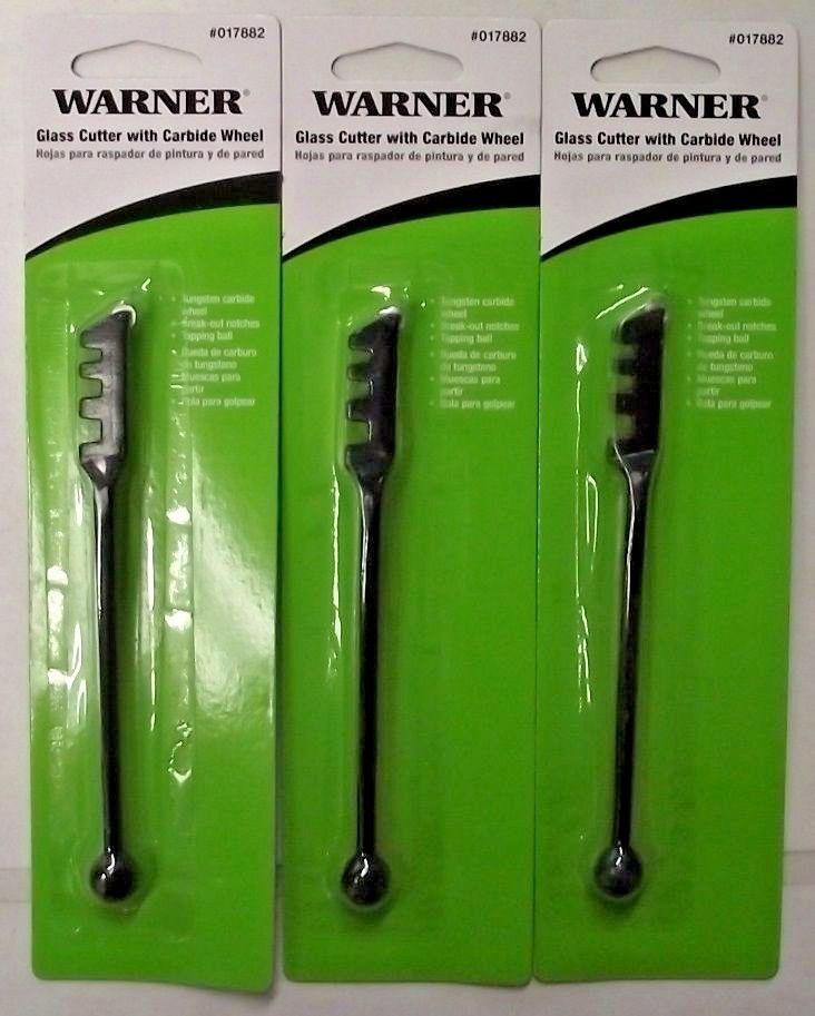 Warner 017882 Glass Cutter With Carbide Wheel 3 Packs