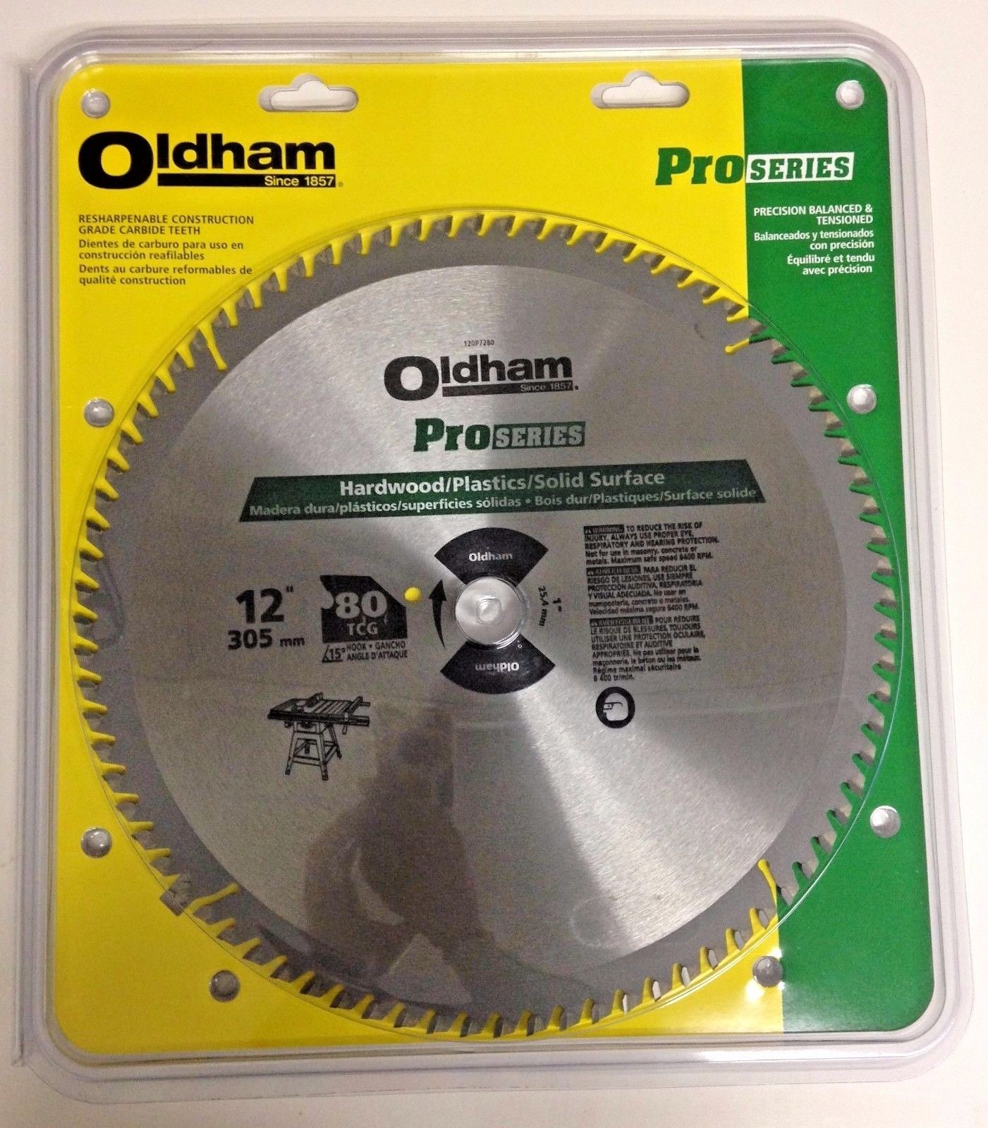 Oldham 120P7280 Pro Series 12" x 80 TCG Carbide Saw Blade USA