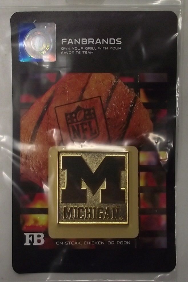 NCAA 10112 Michigan Wolverines Logo Branding Plate FanBrand Barbecue Grill