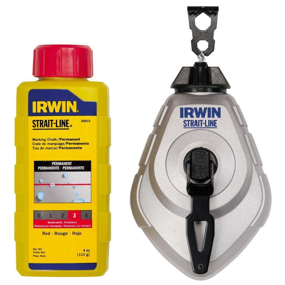 Irwin Straight-Line 2031316DS Mach6 100' Chalk Reel & 4 oz Marking Cha