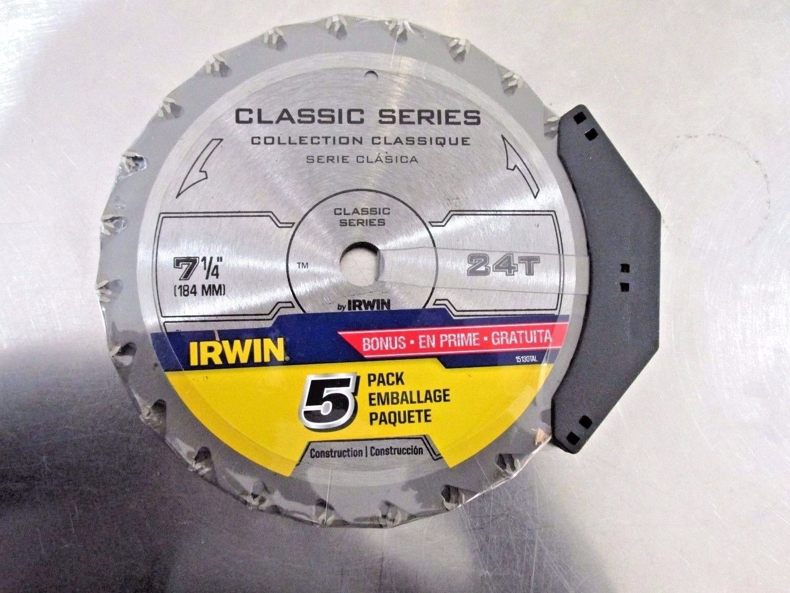 Irwin 15130TAL Classic Series 7-1/4" x 24T Framing & Ripping Saw Blade 5 Pack