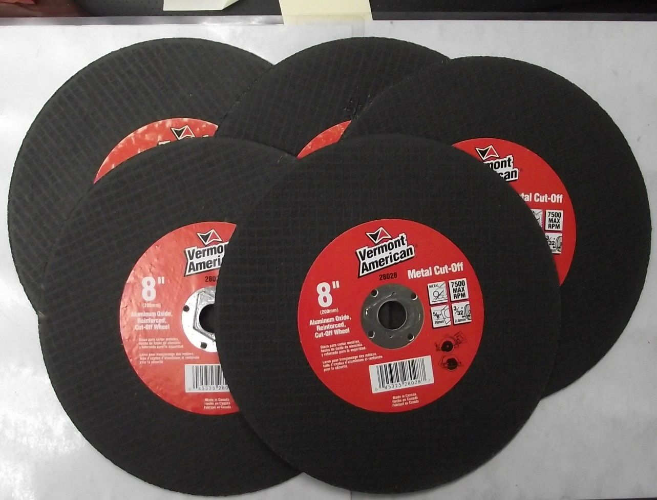 Vermont American 28028 8" x 5/8" Arbor Abrasive Metal Cut Off Wheels 5 Pack