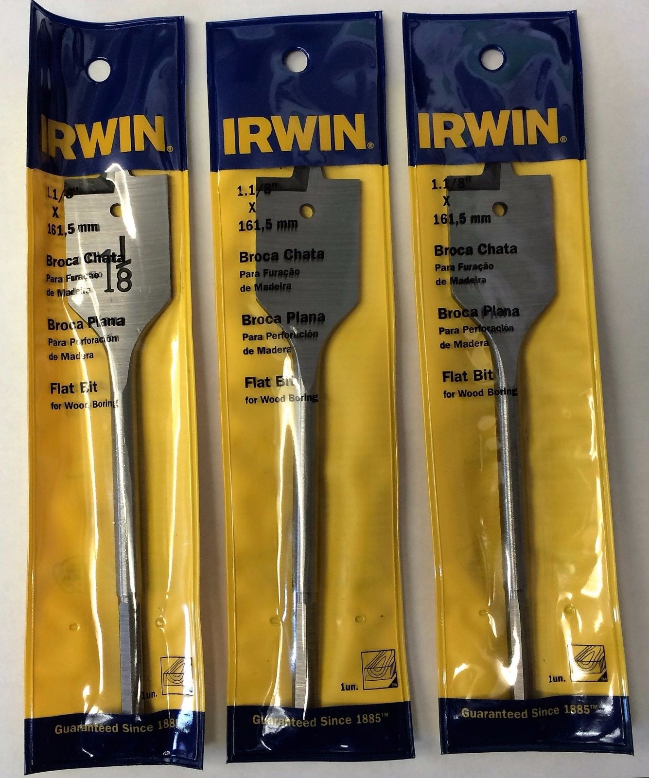 Irwin 1-1/8" Flat Boring Bit IW697 3PCS