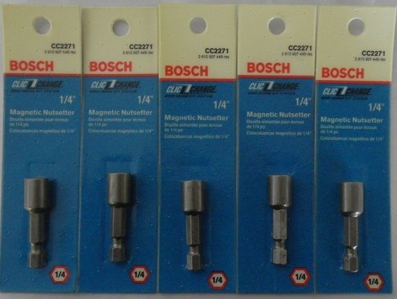 Bosch CC2271 Clic-Change 1/4" x 1-5/8 Magnetic Nutsetter USA 5pcs.