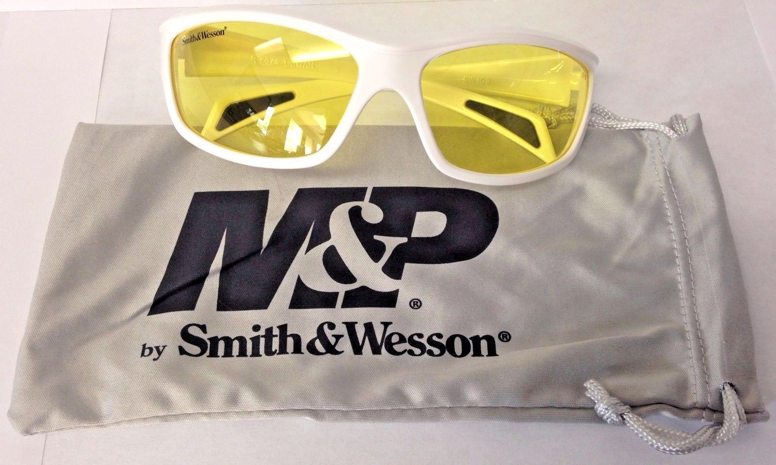 Smith & Wesson SW103-40-ID White Frames Amber Lens Shooting Glasses