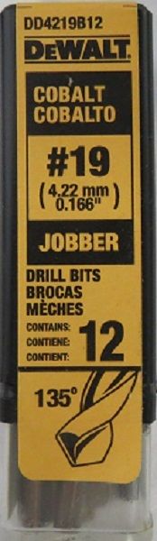 Dewalt DD4219B12 Cobalt #19 Jobber Drill Bits 12 Pack