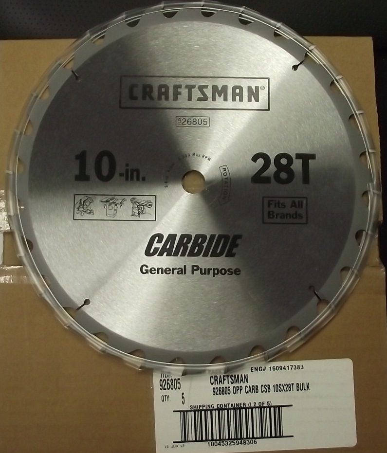Craftsman 26805 10" X 28 Tooth General Purpose Carbide Circular Saw Blade