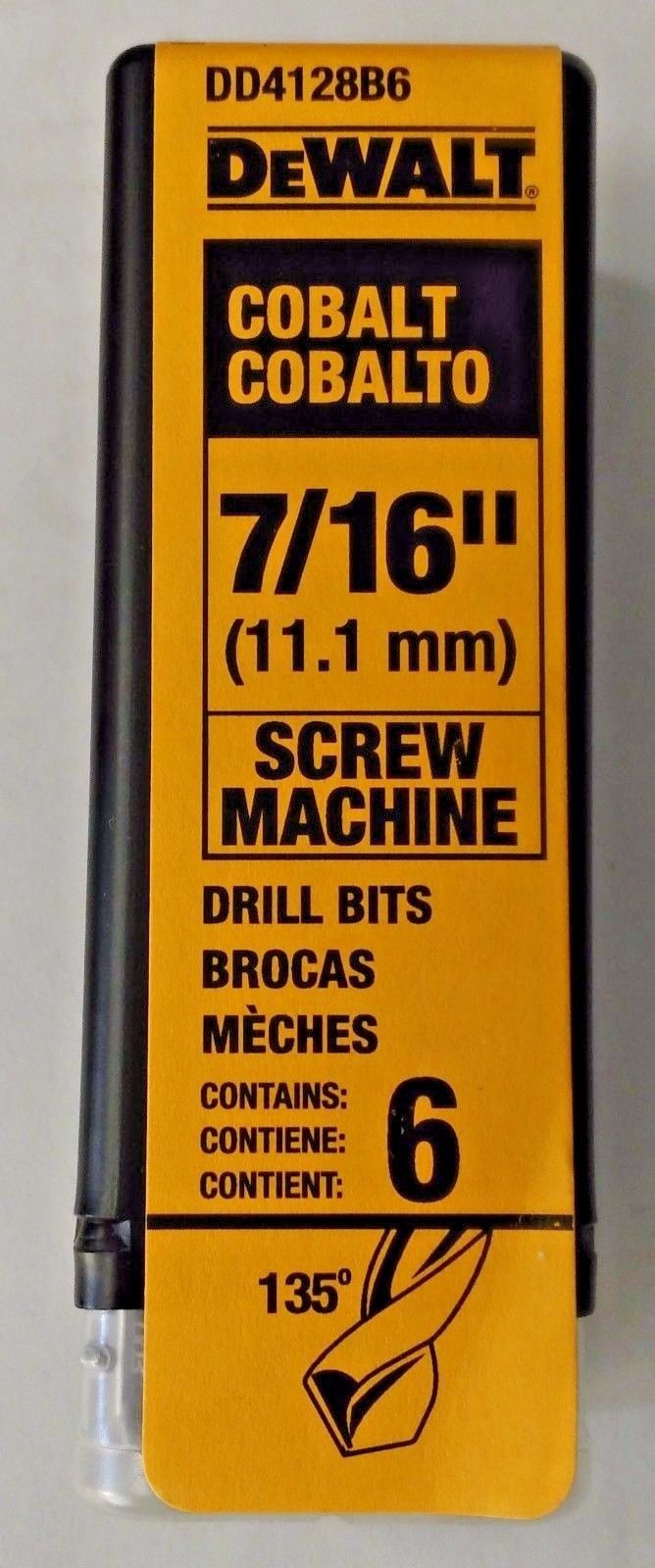 Dewalt DD4128B6 7/16" Cobalt Screw Machine Drill Bits 6 Pack Germany