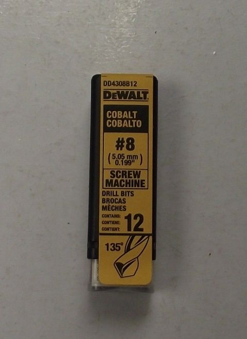 DEWALT DD4308B12 #8 Wire Cobalt Screw Machine Length Drill 12-Pack Germany