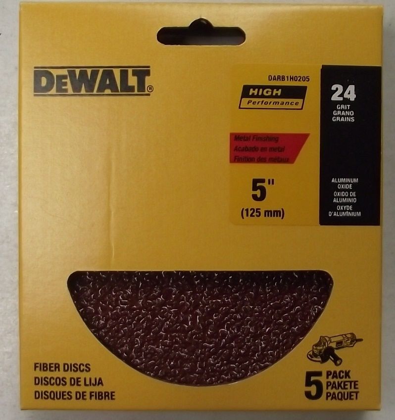 Dewalt DARB1H0205 5-Inch AO Fiber Resin Disc 24 Grit 5-pack