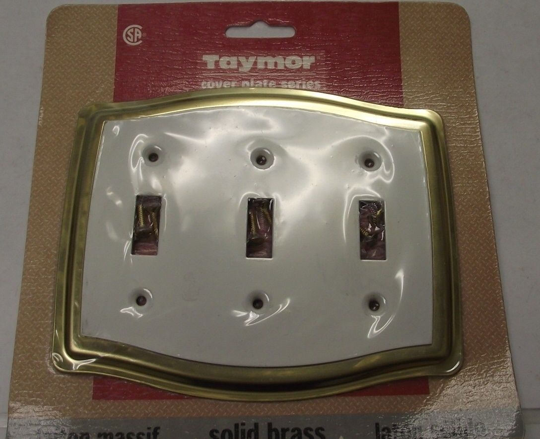 Taymor 02-D7535W Solid Brass & White Triple Switch Cover